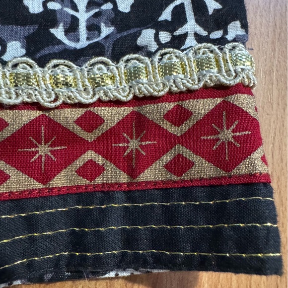 Srishti Womens Large Black & Red Indian Kurti Tunic Dress Metallic Embroidery - Picture 8 of 13